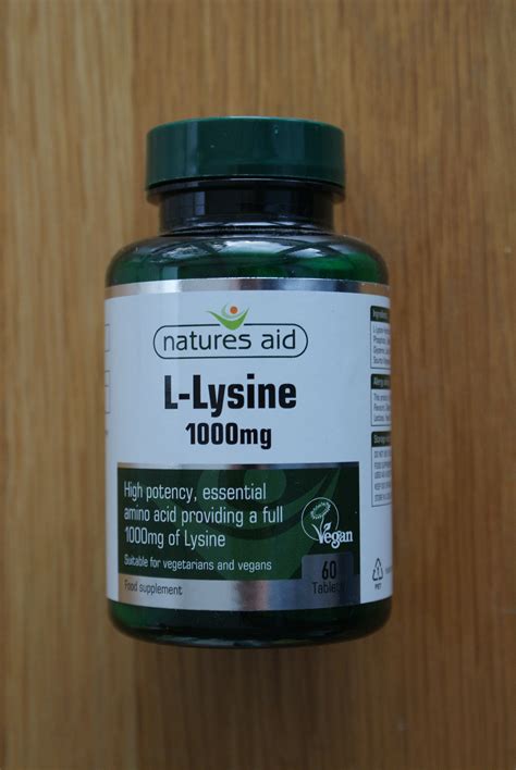 Natures Aid L Lysine 1000mg 60 Tablets Fine Fettle Foods