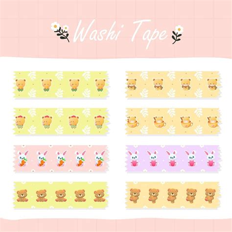 Cute Hand Drawn Washi Tape Set Vector Art At Vecteezy