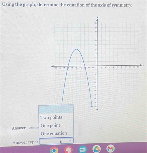 Using The Graph Determine The Equation Of The Axis Of Symmetry X Two Points Answer Atte Math