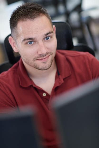 Premium Photo Casual Business Man Working On Desktop Computer In