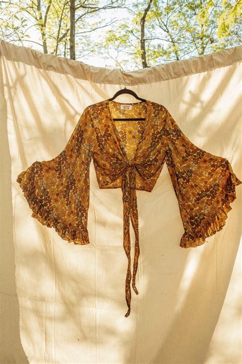 3 Way Bell Sleeve Tie Front Hippie Flower Boho Wrap Top 70s Etsy Artofit