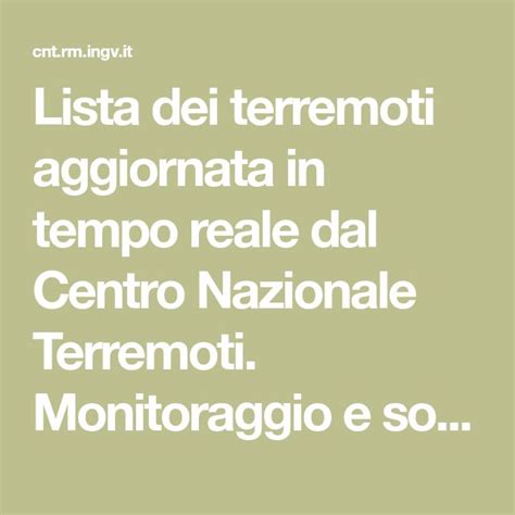 Lista Dei Terremoti Aggiornata In Tempo Reale Dal Centro Nazionale