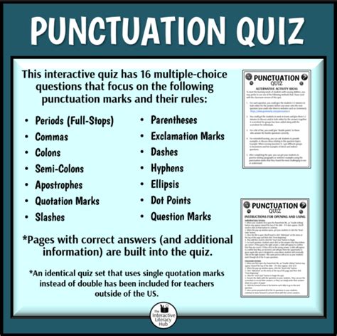 Punctuation Quiz Interactive Powerpoint Quiz With Scoring Sheets Made By Teachers