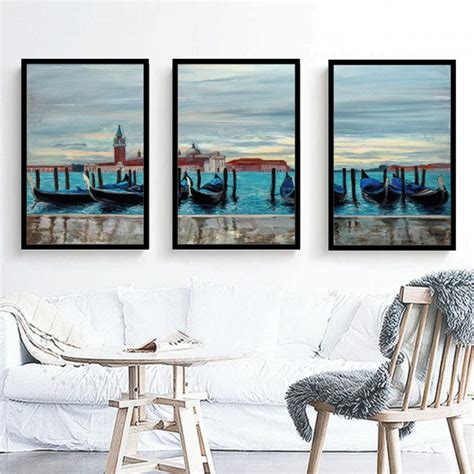 Quadros Decorativo Paisagem Barcos Praia Mar Molduras Elo