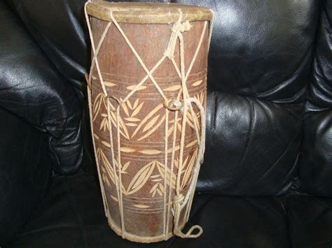 African Drum Tribal Indigenous Hand Carved Double Ended 1777382028