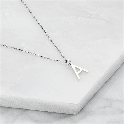 Silver Initial Letter Necklace Initial Necklace Silver Initial