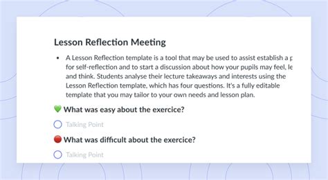 Lesson Reflection Meeting Template Fellowapp