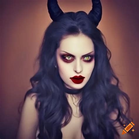 Beautiful Pale Skin Vampire Woman With Hazel Eyes Long Black Wavy Hair