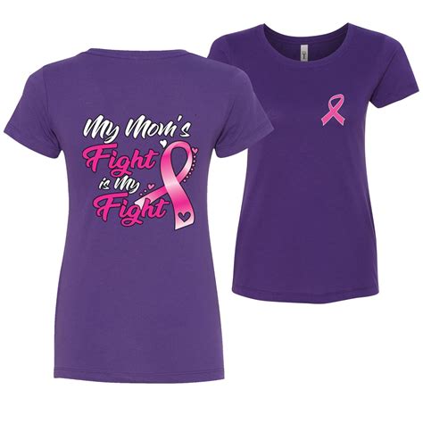 My Moms Fight Is My Fight Pink Ribbon Breast Cancer Awareness Front