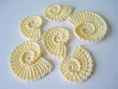 Crochet Sea Shells Applique In Cream