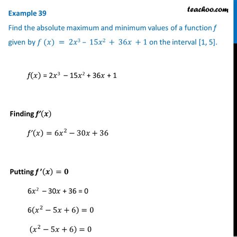 Example 39 Find Absolute Maximum Minimum Values Of F X