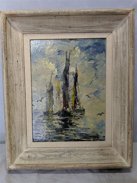 Vintage Signed Damion Oil On Board Painting Sailboats - Sep 22, 2019 ...