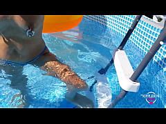 Nippleringlover Hot Tanning Naked In Pool Huge Rings In Pierced Pussy Lips And Pierced Nipples