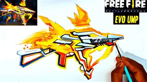 Free Fire Drawing New Evo Ump Skin Ump Ump Booyah How To Draw Free