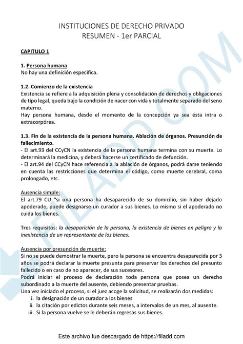 Resumen Instituciones De Derecho Privado Lopreiato De Cat Cura