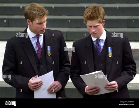 Prince William and Prince Harry wearing Golden Jubilee medals as they ...