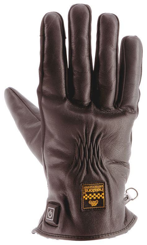 Gants Chauffants Helstons Benson Heating Hiver Cuir Marron