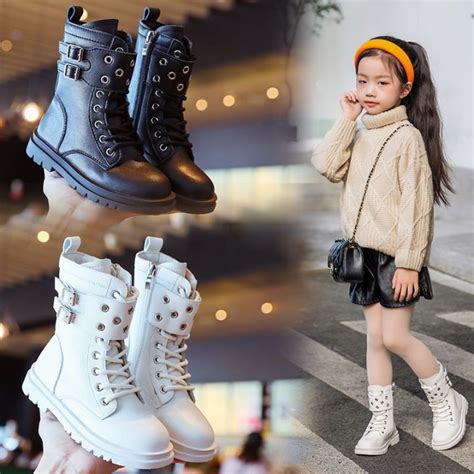 Girls' Boots Kids Shoes Autumn Winter Children Leather Martin Boots Kids Shoes for Girl Baby ...