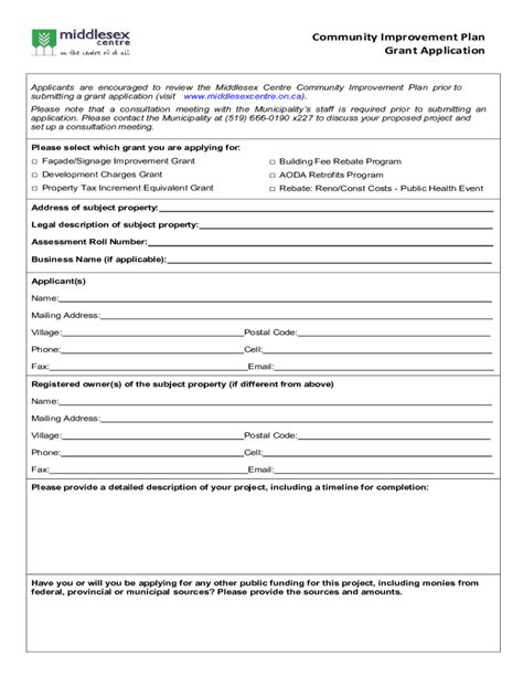 Fillable Online Middlesexcentre On PDF CIP Application Form Middlesex