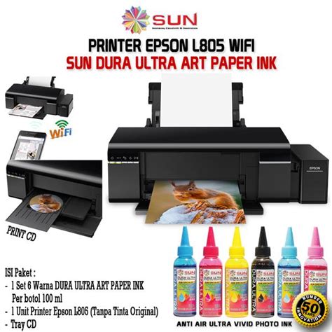 Printer Epson L Wifi New Infus Tinta Sun Dura Ultra Art Paper Ink