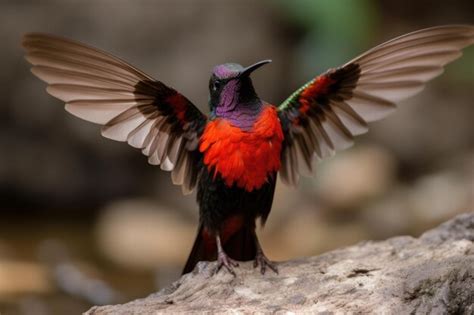 Premium AI Image | Hummingbird flapping its wings preparing to take ...