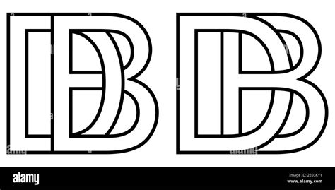 Logo Bd Db Icon Sign Two Interlaced Letters B D Vector Logo Bd Db