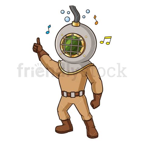 Deep Sea Diver Dancing Cartoon Clipart Vector Friendlystock