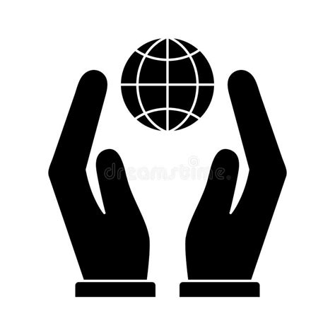 Global Sphere Between Hands Silhouette Style Icon Vector Design Stock