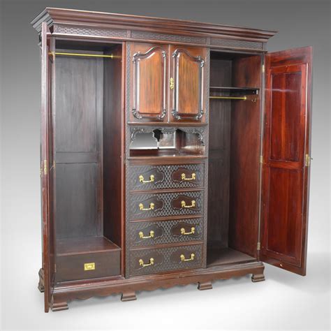 Antique Wardrobe Carved Mahogany English Compactum Edwardian Circa