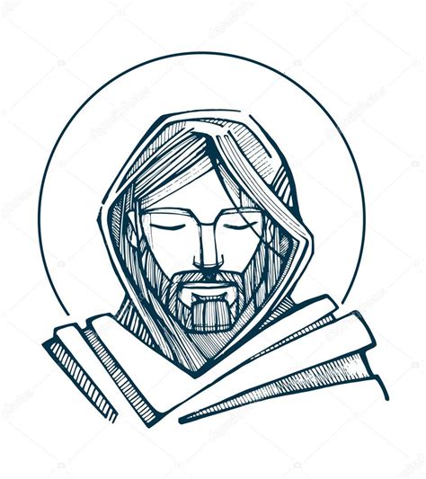 Cara de Jesús Vector dibujado a mano ilustración o dibujo de cara de