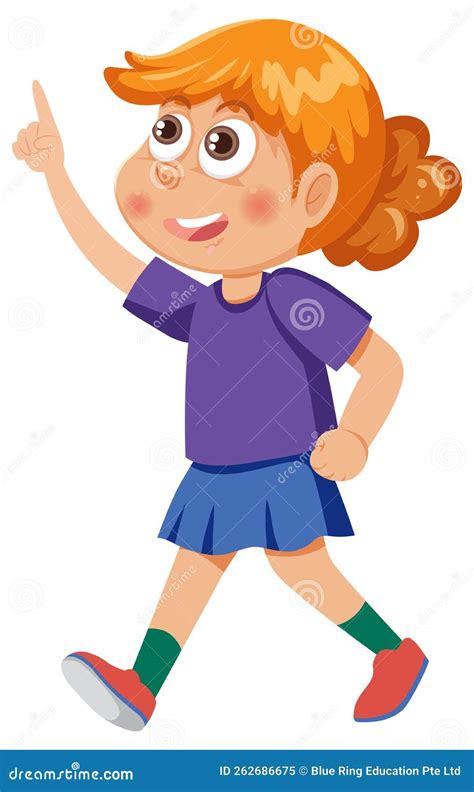 A Girl Pointing Finger Cartoon Character Stock Vector Illustration Of