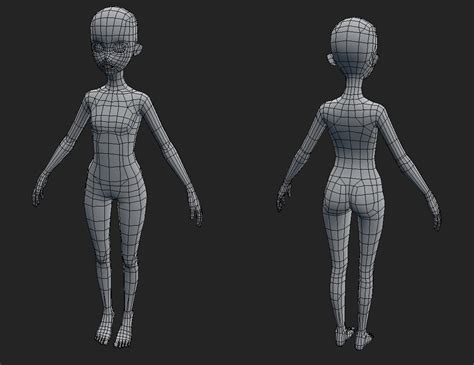 Artstation Anime Girl Basemesh Game Assets