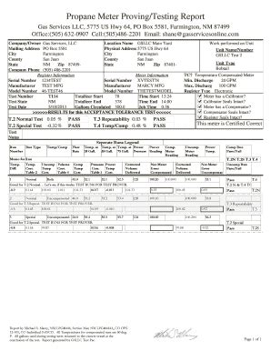 Fillable Online Propane Meter ProvingTesting Report Fax Email Print