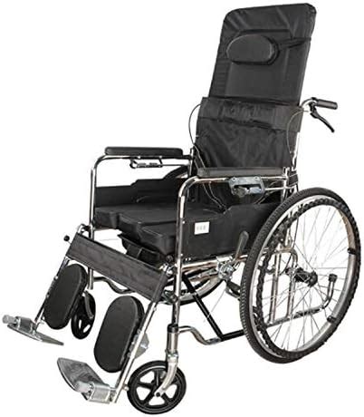 JHKGY Reclining Wheelchair High Back Reclining Commode Wheelchair Super