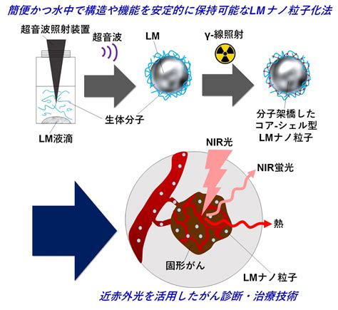 ナノ粒子と近赤外レーザー光でマウス体内のがんを検出・治療できる！～ ガンマ線架橋したゼラチン 液体金属ナノ粒子の開発により実現 ～ 量子