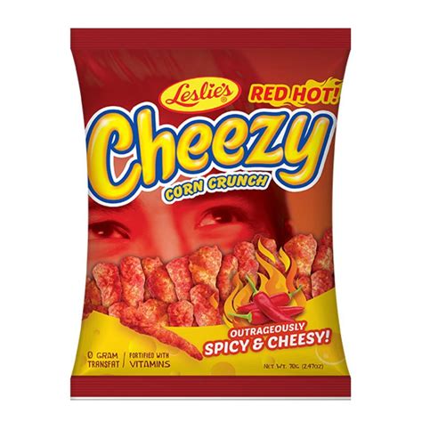 Leslie Cheezy Corn Crunch Spicy And Cheesy Red Hot 70g