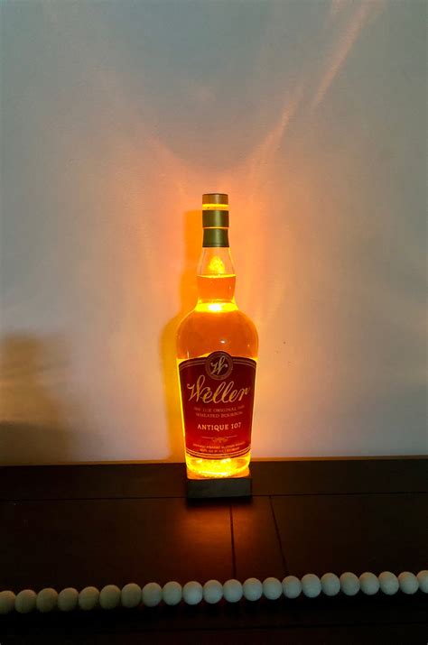 Weller Antique 107 Lamp Handmade Liquid Bottle Lamp W Charred Wood