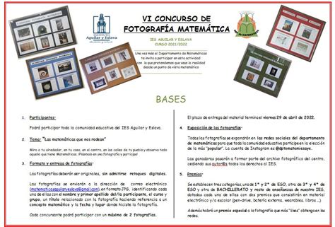 Bases Vi Concurso Fotograf A Matem Tica I E S Aguilar Y Eslava