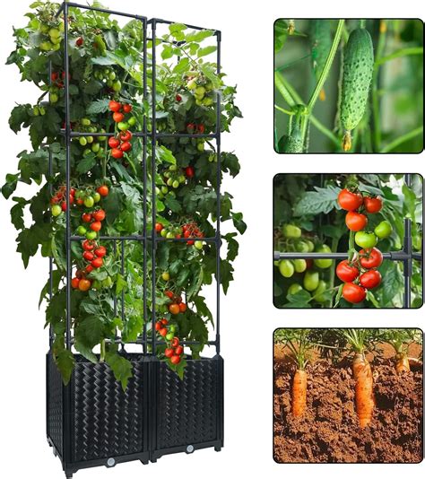 Amazon Vtuyet In Raised Garden Bed Planter Box With Trellis