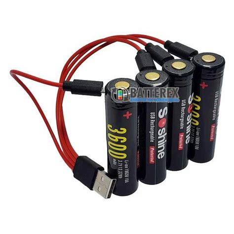 Комплект 4 аккумулятора 18650 с зарядкой от micro USB Soshine 3600mah 3 ...