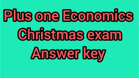 Plus One Economics Christmas Exam Answer Key Youtube