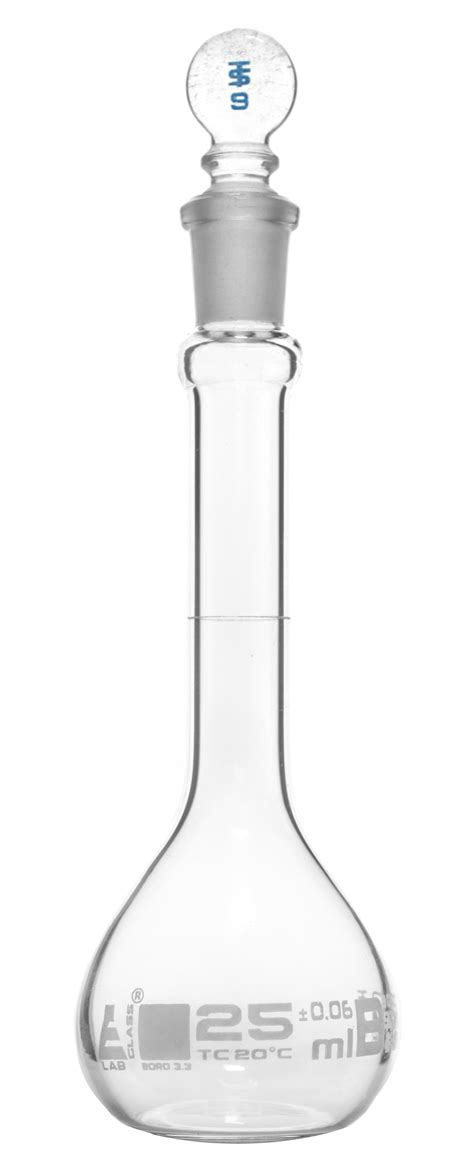 Volumetric Flask 25ml Class B Astm Tolerance ±0060 Ml Glass S — Eisco Labs