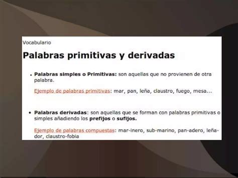 Palabras Derivadas Y Primitivas PPT