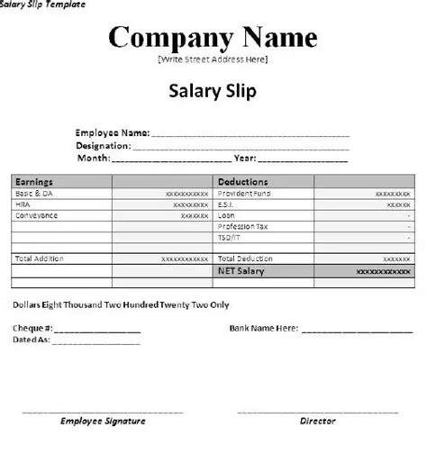 Salary Slip Format Blank Salary Slip Format Bxezy | Hot Sex Picture