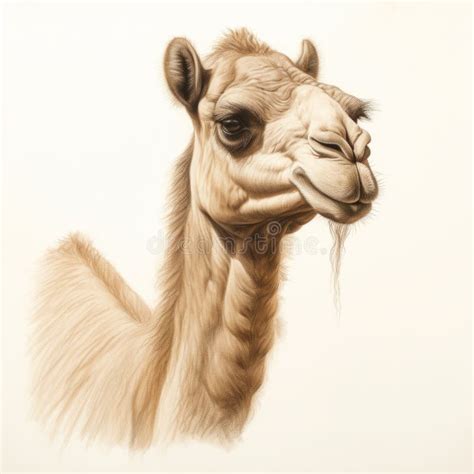 Detailed Camel Pencil Drawing On White Background Stock Illustration