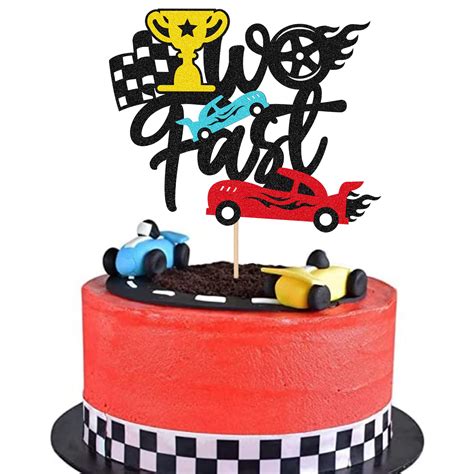 BIEUFBJI Racing Car Theme Birthday Cake Topper Cars Cake Topper Happy ...