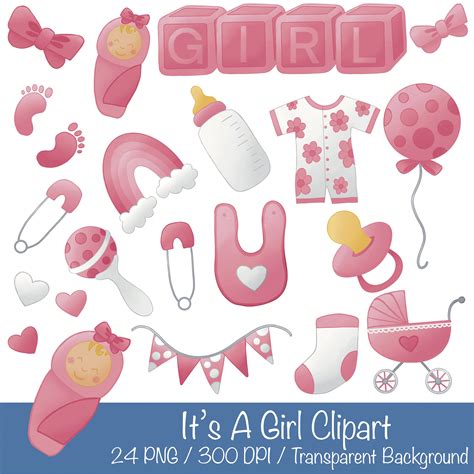 Its A Girl Baby Girl Clipart 24 Png Transparent Background Etsy