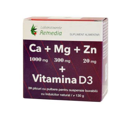 Ca Mg Zn Vitaminas D3 Milteliai N20