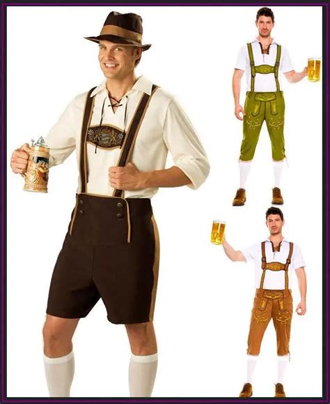 Halloween Lederhosen Costume Adult German Beer Costume Men Bavarian Guy