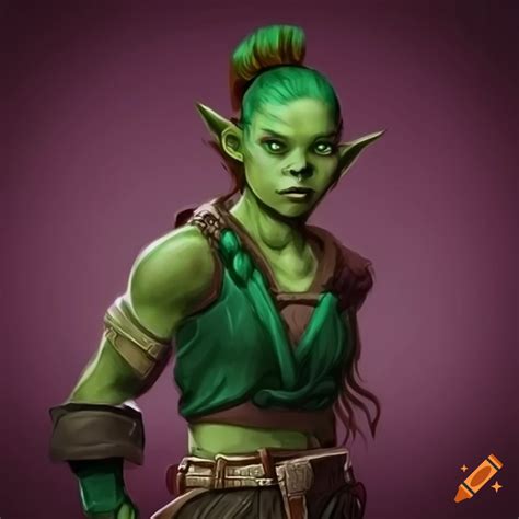 Illustration Of A Unique Half Orc Half Elf Female Monk On Craiyon